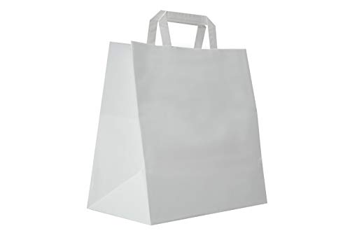 Carte Dozio Shopper aus Kraftstoff mit quadratischem Boden, Weiß, flacher Griff, f.to cm 32 + 22 x 34 cm, 50 Stück von Carte Dozio