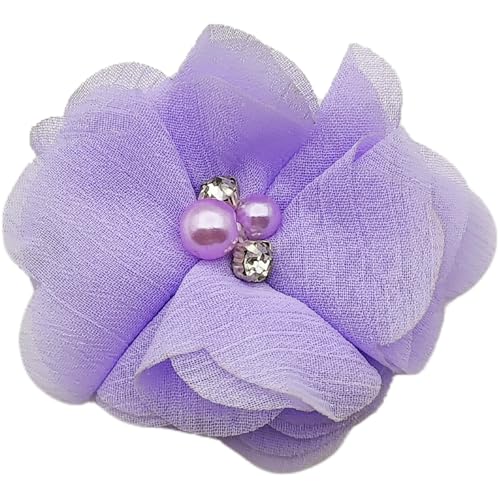 Carytalee 10 Stück lila Strass Perlen Spitze Blütenblatt Stoff Blumen Nähen Applikation, 5,8 cm von Carytalee