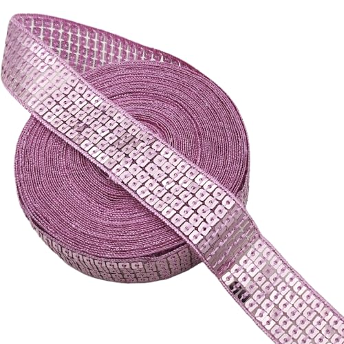 Carytalee 9,1 m Pailletten-Spitzenbordüre, Glitzer-Paillettenborte zum Basteln, Nähen, Verzierungen, Paillettendekoration, Rosa, 25 mm von Carytalee