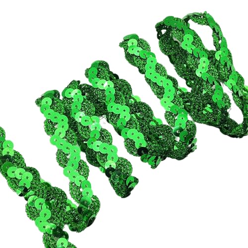 Carytalee 9,1 m langes Glitzer-Pailletten-Spitzenband zum Basteln, Nähen, Verzierungen, Kostüme, Paillettendekoration, Grün, 15 mm von Carytalee