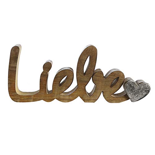 Casablanca Schriftzug Liebe Mangoholz 25 x 10 cm braun, Tischdeko, Aufsteller von Casablanca