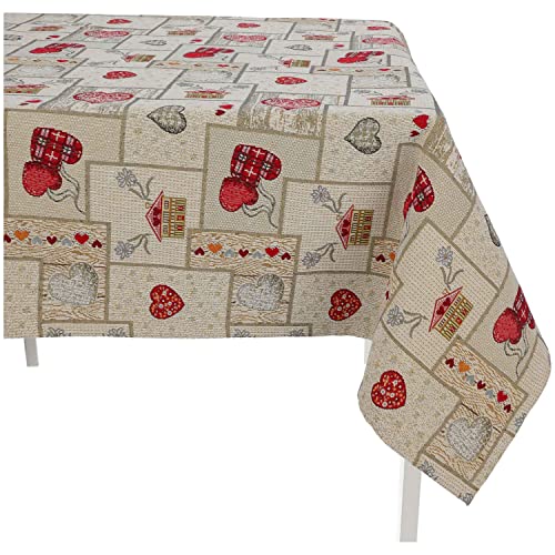 Casatessile Tischdecke Tischdecke aus Baumwollmischung Cal T RED LUXORY - 4 SITZEN 140X140 cm. von Casatessile