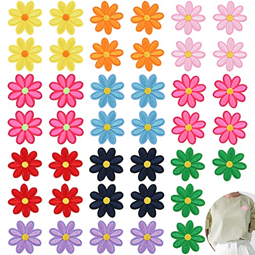 40 Stück gemischte Farben Gänseblümchen Blumen Applikation Patches zum Aufbügeln Aufnähen Blumen Patches für Stickerei Reparatur DIY Handwerk T-Shirt Hosen Taschen Hut Jeans von Caseeto