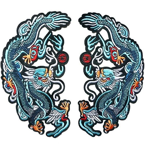 2pcs Chinese Dragon Totem Bestickte Flecken Nähen Sie Eisen Auf Abzeichen Für Kleidung DIY Applizes Craft Decoration von Casiler