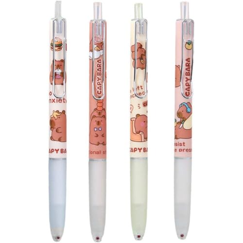 Cartoon Capybara Gel Stift 4 Teile/Satz Schwarz Tinte Gel Stift Schreibwaren Einziehbare Kugelschreiber Glatte Schreiben Stifte Schule Bürobedarf von Casiler