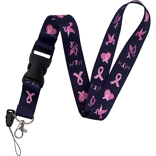 Casiler Brustkrebsbewusstsein Lanyard Kartenhalter Telefonschlüsselabzeichen Kamera USB Halter Neckseil Lanyard Schlüsselring von Casiler