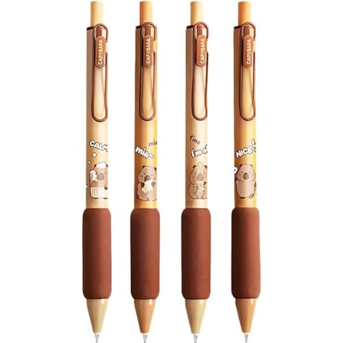 Casiler Niedlicher Capybara-gelstift, 4 Stück/Set, 0,5 Mm, Einziehbare Kugelschreiber, Schwarzer Tintenstift, Schreibstift, Weicher Touch-neutralstift Für Schüler von Casiler