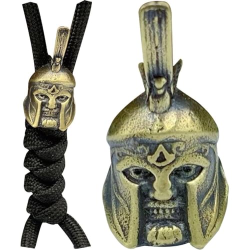 Casiler Römische Kriegerhelmmesser Perlen DIY Paracord Gewebtes Lanyard Anhänger Messing Ritter Kopf Cover Schädel Perlen EDC Perlen Perlen von Casiler