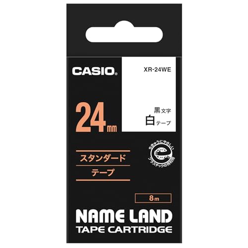 Casio EZ-Label Printer XR-24WE1 Schriftband selbsthaftend 24 mm x 8,0 m schwarz auf weiß, schwarz, weiß von Casio