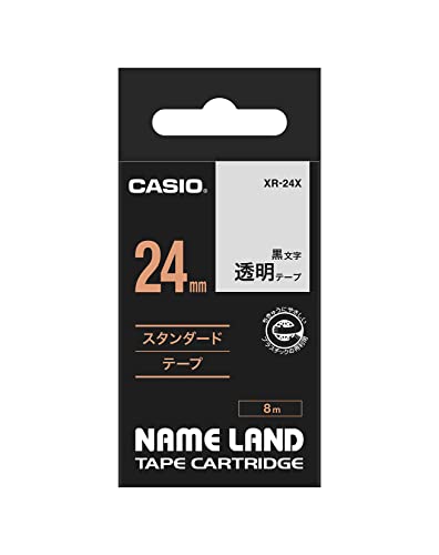 Casio EZ-Label Printer XR-24X1 Schriftband selbsthaftend 24 mm x 8,0 m schwarz auf transparent von Casio