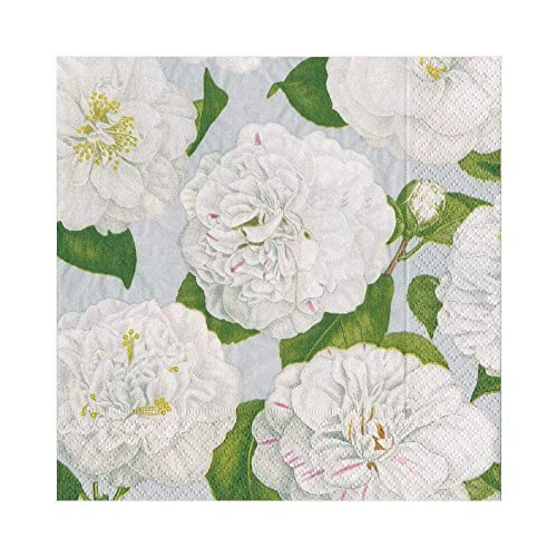 Caspari Entertaining with Camellia Garden Lunch-Serviette, Papier, Silber, 16.5 x 16.5 x 3 cm, 20 von Caspari