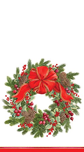 Caspari Evergreen Wreath Servietten Cocktail Stoff/Papier, Mehrfarbig, Stoff, Mehrfarbig, 16.25x20x0.02 cm von Caspari