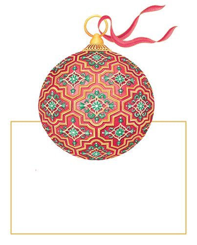 Caspari Imperial Ornaments gestanzte Tischkarten, Papier, rot/grün, 0.1 cm von Caspari