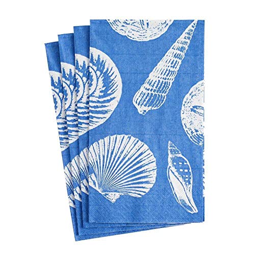 Entertaining with Caspari Shells Gästehandtücher Guest Towel blau von Caspari