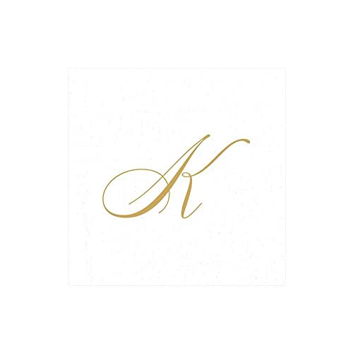 Entertaining with Caspari White Pearl Paper Linen Cocktail Napkins, Monogram Initial K, Pack of 30 von Caspari