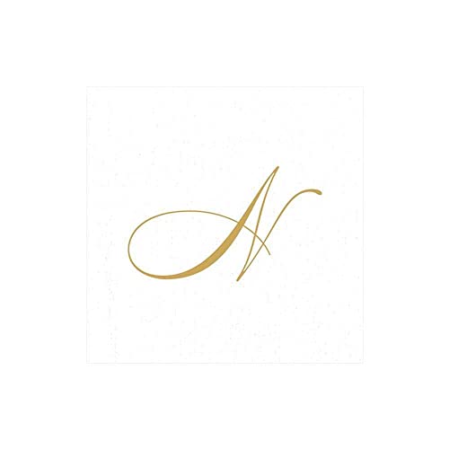 Entertaining with Caspari White Pearl Paper Linen Cocktail Napkins, Monogram Initial N, Pack of 30 von Caspari