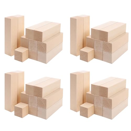 Casstad Große Schnitzholzblöcke (40 Stück), 10,2 x 2,5 x 2,5 cm, unlackiertes Lindenholz, Projekt-Bastelset, DIY-Hobby-Set für Anfänger von Casstad