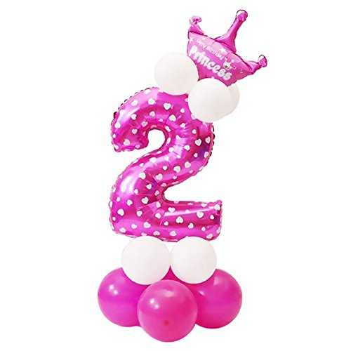 Casstad Zahlenballon 0-9 Latexballon Riesen Zahlenballons Folienballon Baby Mädchen Dusche Party Kinder Geburtstag Deko Zahl 2 von Casstad