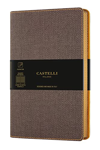 CARNET HARRIS GRAND FORMAT QUADRILLE TOBACCO BROWN von Castelli