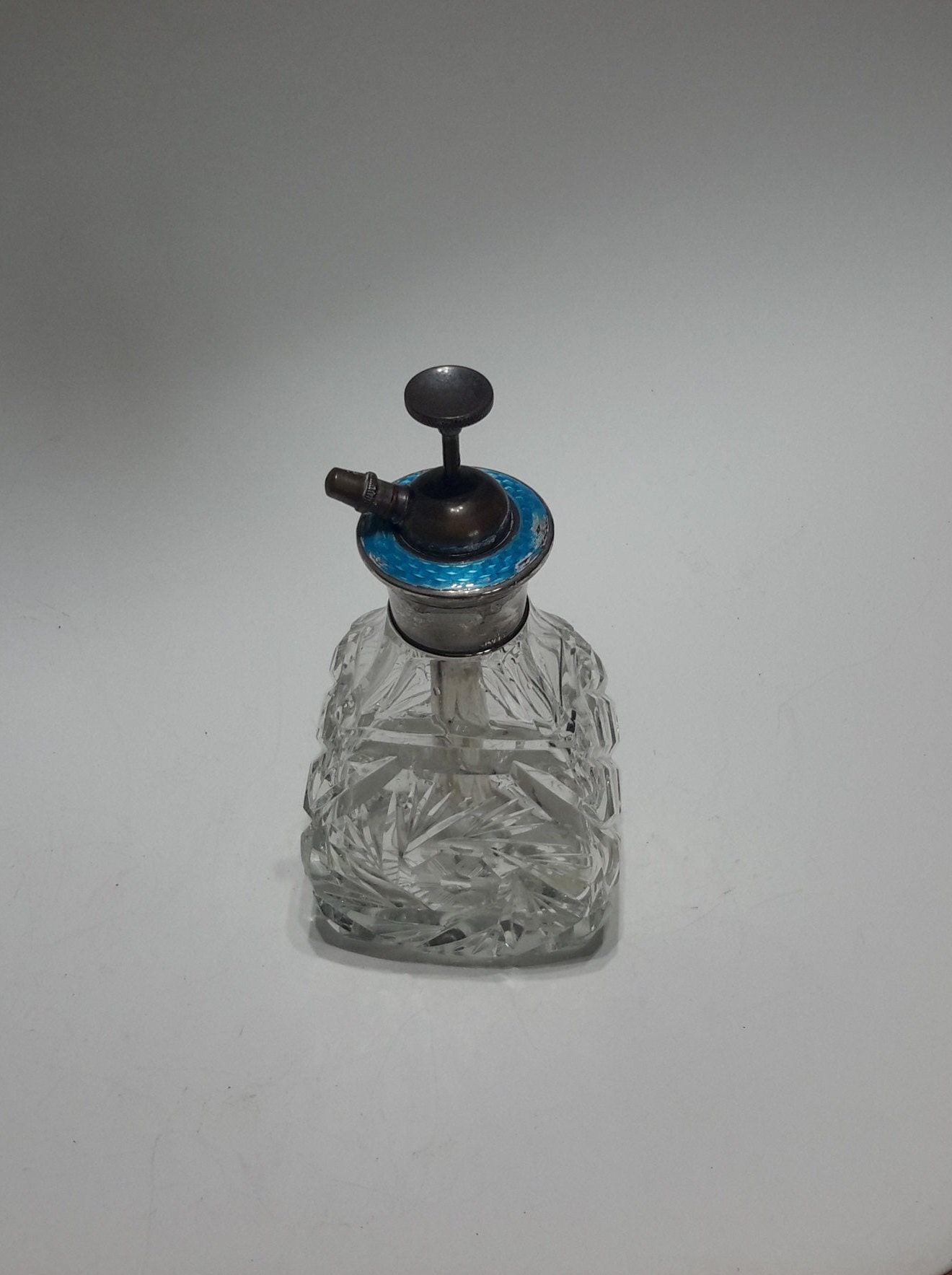 1970Er Jahre Geschliffenes Glas, Silberner Kragen Spray Parfümflasche von Castells925