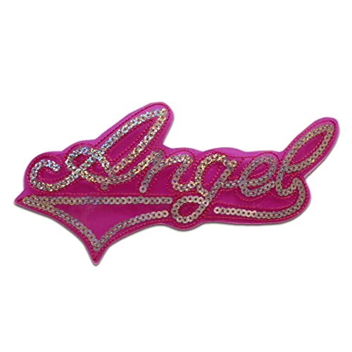 Angel Engel Girly Mädchen Mit Pailletten - Aufnäher, Bügelbild, Aufbügler, Applikationen, Patches, Flicken, Größe: 10,4 x 20,8 cm, Farbe:pink von Catch the Patch