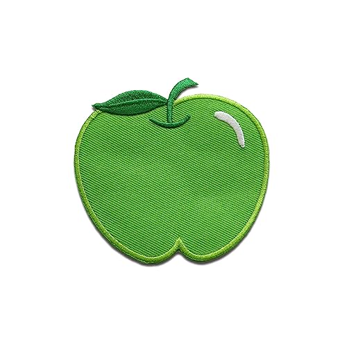 Apfel Frucht Obst - Aufnäher, Bügelbild, Aufbügler, Applikationen, Patches, Flicken, Zum Aufbügeln, Größe: 7.5 x 8 cm, Farbe:grün von Catch the Patch