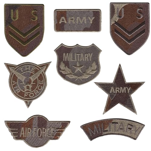 Army Militär Set 8 Stück - Aufnäher, Bügelbild, Aufbügler, Applikationen, Patches, Flicken, Zum Aufbügeln von Catch the Patch