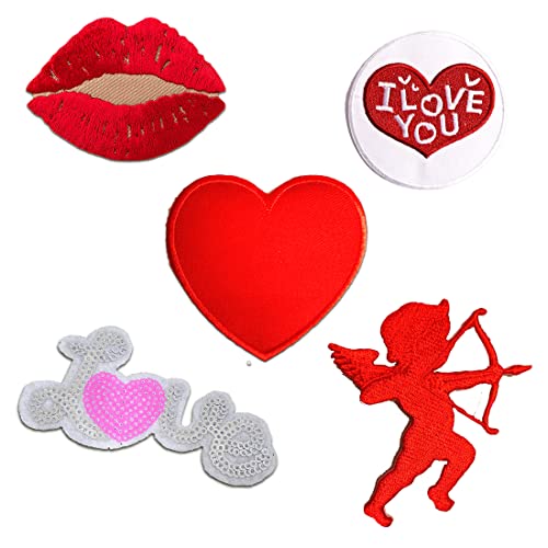 Aufnäher für Erwachsene - Liebes Set 5 Stück Love - Aufnäher, Bügelbild, Aufbügler, Applikationen, Patches, Zum Aufbügeln von Catch the Patch