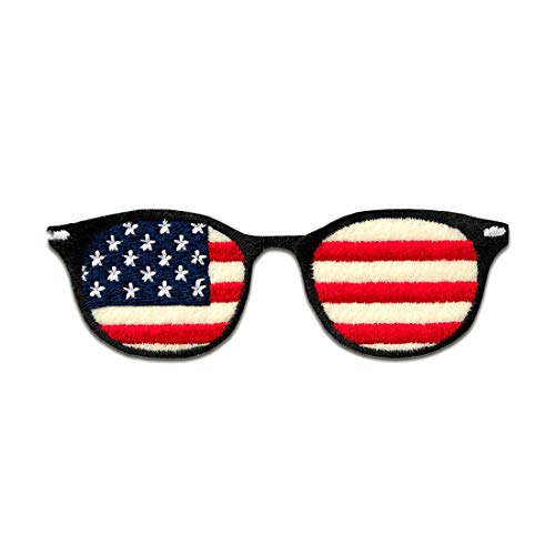 Brille USA - Aufnäher, Bügelbild, Aufbügler, Applikationen, Patches, Flicken, zum aufbügeln, Größe: 7,5 x 2,5 cm von Catch the Patch