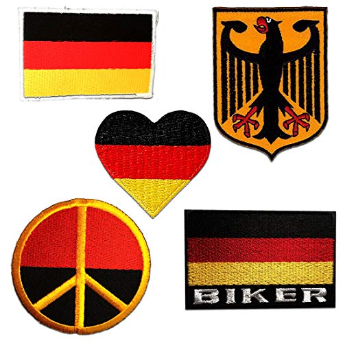 Deutschland Set 5 Stück - Aufnäher, Bügelbild, Aufbügler, Applikationen, Patches, Flicken, Zum Aufbügeln von Catch the Patch