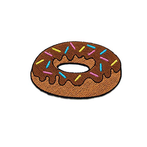 Donut Essen mit Streusel - Aufnäher, Bügelbild, Aufbügler, Applikationen, Patches, Flicken, zum aufbügeln, Größe: 7,3 x 5,3 cm von Catch the Patch