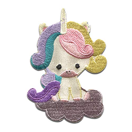 Einhorn - Aufnäher, Bügelbild, Aufbügler, Applikationen, Patches, Flicken, Zum Aufbügeln (Einhorn Wölkchen); Größe: 4,3 x 6,9 cm von Catch the Patch