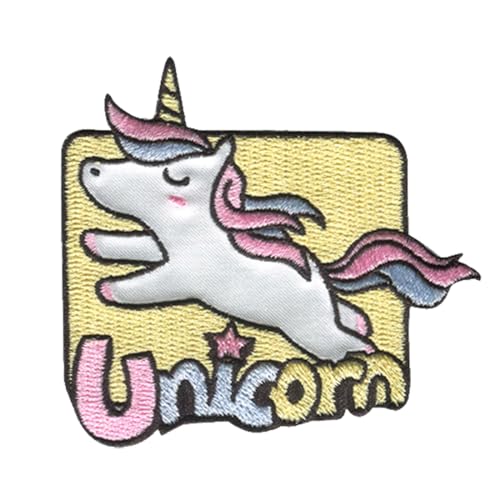 Einhorn springt Unicorn - Aufnäher, Bügelbild, Aufbügler, Applikationen, Patches, Flicken, Zum Aufbügeln, Größe: 8 x 7,3 cm von Catch the Patch