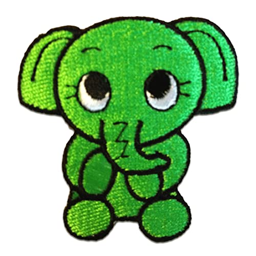 Elefant Tier - Aufnäher, Bügelbild, Aufbügler, Applikationen, Patches, Flicken, Zum Aufbügeln, Größe: 5.9 x 6.3 cm, Farbe:grün von Catch the Patch