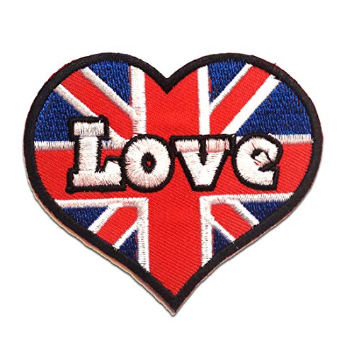 Herz I Love UK ENGLAND - Aufnäher, Bügelbild, Aufbügler, Applikationen, Patches, Flicken, zum aufbügeln, Größe: 8 x 7.5 cm von Catch the Patch