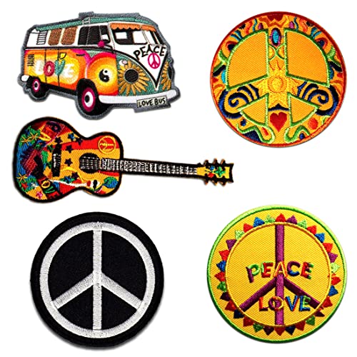 Hippie Set 5 Stück - Aufnäher, Bügelbild, Aufbügler, Applikationen, Patches, Flicken, Zum Aufbügeln von Catch the Patch