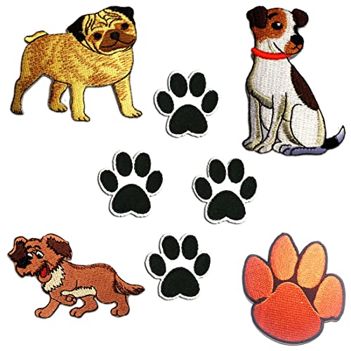 Hunde Set 8 Stück Tier - Aufnäher, Bügelbild, Aufbügler, Applikationen, Patches, Flicken, Zum Aufbügeln von Catch the Patch