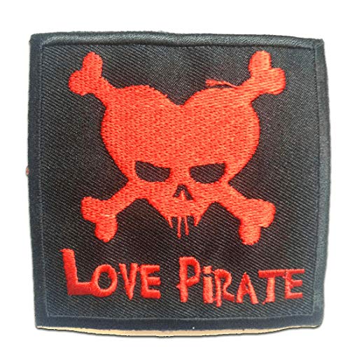 LOVE PIRATE - Aufnäher, Bügelbild, Aufbügler, Applikationen, Patches, Flicken, zum aufbügeln, Größe: 7.9 x 8 cm von Catch the Patch