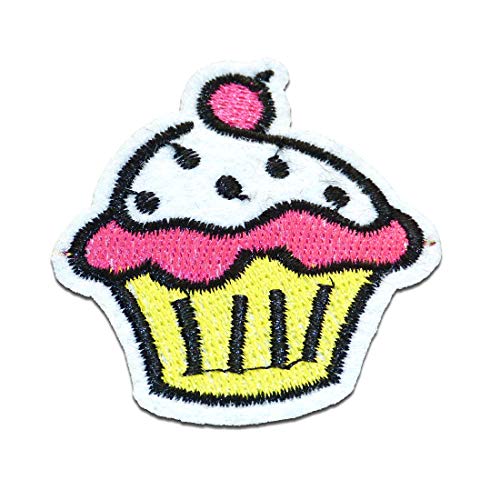 Muffin Cupcake mit Kirsche - Aufnäher, Bügelbild, Aufbügler, Applikationen, Patches, Flicken, zum aufbügeln, Größe: 5,4 x 5 cm von Catch the Patch