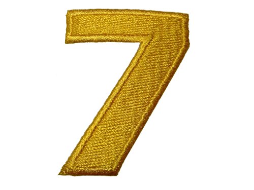 Nummer Gelb - Aufnäher zum Aufbügeln, bestickt, Applikation für Kleidung, Nr. 7-4,8 x 3,8 cm von Catch the Patch