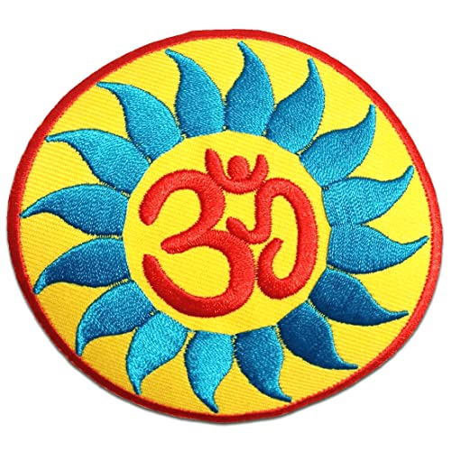 Om Symbol Spirituell Meditation - Aufnäher, Bügelbild, Aufbügler, Applikationen, Patches, Flicken, Zum Aufbügeln, Größe: Ø 8 cm, Farbe:gelb von Catch the Patch