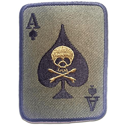 Poker Ass Totenkopf Biker - Aufnäher, Bügelbild, Aufbügler, Applikationen, Patches, Flicken, Zum Aufbügeln, Größe: 5.6 x 7.6 cm, Farbe:grün von Catch the Patch