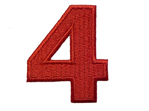 Rote Nummer - Aufnäher zum Aufbügeln, bestickt, Applikation für Kleidung, Nr. 4-4,9 x 4,1 cm von Catch the Patch