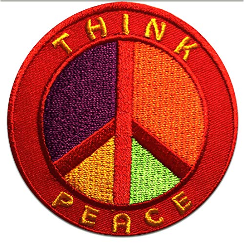 Think Peace Frieden - Aufnäher, Bügelbild, Aufbügler, Applikationen, Patches, Flicken, zum aufbügeln, Größe: Ø 7,5 cm von Catch the Patch