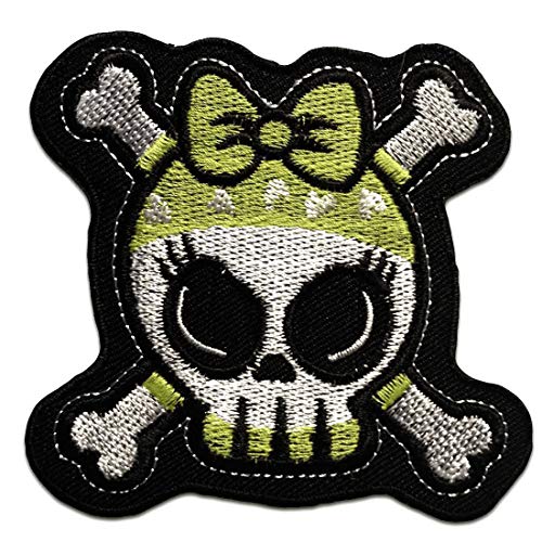 Totenkopf Emo Girly - Aufnäher, Bügelbild, Aufbügler, Applikationen, Patches, Flicken, zum aufbügeln, Größe: 8,2 x 7,7 cm von Catch the Patch