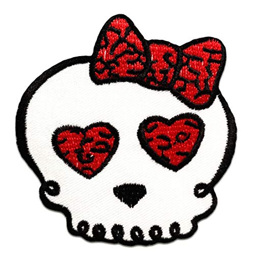 Totenkopf Emo girly - Aufnäher, Bügelbild, Aufbügler, Applikationen, Patches, Flicken, zum aufbügeln, Größe: 7,5 x 7,5 cm von Catch the Patch