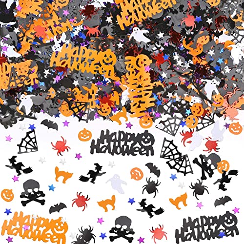 Catelves 800 Stück Halloween Party Confetti, Streudeko Tisch Deko, Konfetti, Halloween Dekoration Konfetti Spinnennetze Hexen Fledermäuse Kürbisse Spinnen Konfetti von Catelves