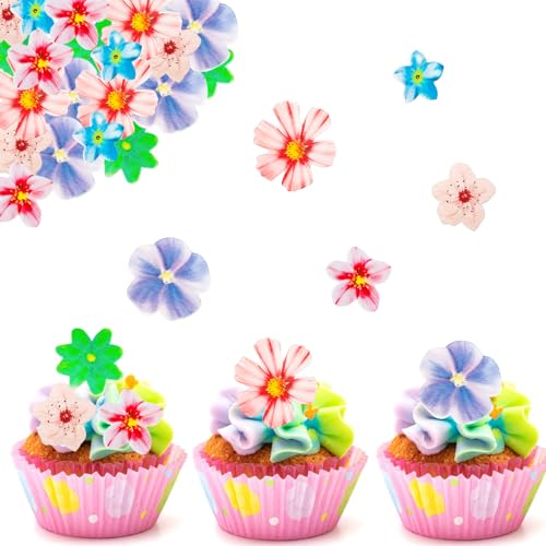 Catelves Tortendeko Blumen Essbar,32 Stück Essbare Blumen für Torte,Esspapier Tortendeko,Blumen Deko Torte,Blumen Kuchendeko,Blumen Cupcake Deko,Blumen Muffin Deko Essbar für Geburtstag Hochzeit von Catelves