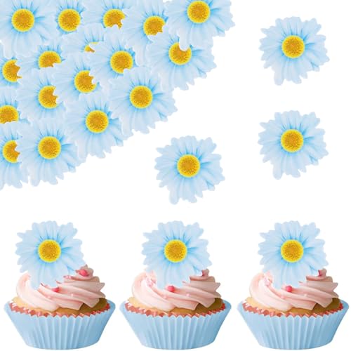 Catelves Essbare Blumen für Torte,48 Stück Gänseblümchen Tortendeko Blumen Essbar,Essbare Blüten Tortendeko Taufe,Blumen Deko Torte Essbar,Cupcake Topper Blumen,Muffin Deko Blumen Geburtstag Hochzeit von Catelves