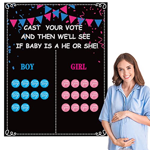 Catelves Gender Reveal Party Deko, Gender Reveal Party Spiele, Gender Reveal Abstimmung Poster, Girl or Boy Deko für Baby Shower Babyparty Geschlecht Verkündung Gender Reveal Games von Catelves